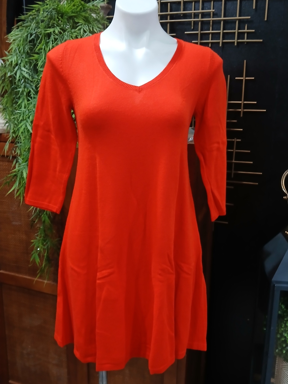 ANN TAYLOR LOFT Orange V-Neck A-Line Sweater Dress - Size XS